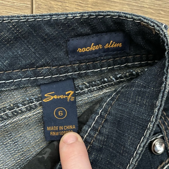 Seven7 Rocker Slim Y2K Boot Cut Flare Denim Jean Pants Embroidered Pockets 6 - Picture 9 of 9